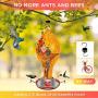 Upgraded Glass Hummingbird Feeder, Large 36 oz Hummingbird Feeder for Outdoors No Leakage, Hand Blown Hummingbirds Feeder Never Fade, Attract More Birds, 4 in 1 Garden Backyard Decorative(Yellow)