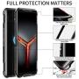 MME ASUS ROG 2 Phone Case Bumper Metal Luminous Rubber Corner Shockproof Full Body Protection with Tempered Glass Screen Protector and Anti-Scratch Carbon Fiber Skin Back (Black)