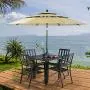 PHI VILLA 5 Piece Metal Patio Dining Set 37'' Square Patio Bistro Table and Garden Backyard Chairs - Umbrella Hole 1.57''
