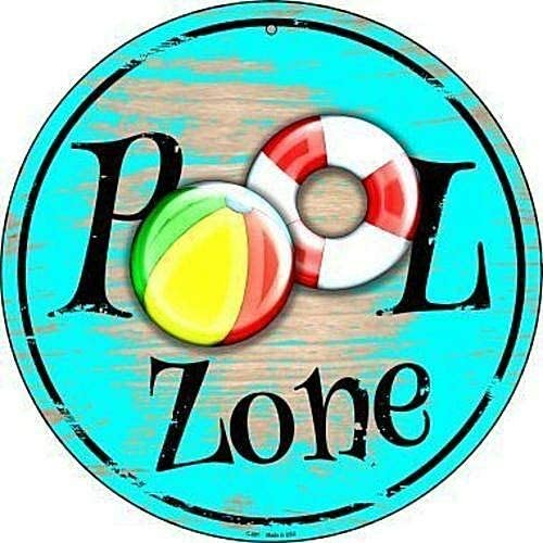 12 x 12 Round Sign Pool Zone Metal Tin Sign Novetly Funny Home Decor