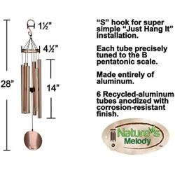 Nature’s Melody Aureole Tunes Wind Chimes – Outdoor Windchime with 6 Tubes Tuned to B Pentatonic Scale, 100% Rustproof Aluminum, Powder Finish & S Hook Hanger for Sympathy, Memorial Gift or Zen Garden