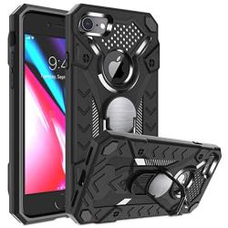 iPhone 7 case | iPhone 8 case | Metal 360 Degree Ring Kickstand | Atump Military Grade 15ft. Drop Shockproof Tested Protective case | Car Mount Phone case for iPhone 7 and iPhone 8 Black