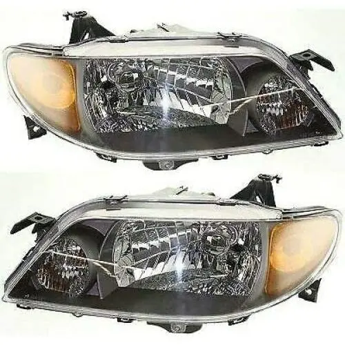 New Replacement for OE Halogen Headlight Set fits 2001-2003 Mazda Protege w/Metal Coat Bezel/Bulbs Pair New Replacement for OE Halogen Headlight Set fits 2001-2003 Mazda Protege w/Metal Coat Bezel/Bulbs Pair