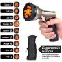 Hose Nozzle Garden Hose Nozzle Heavy Duty Metal Hose Spray Nozzle with 9 Adjustable Patterns Front Trigger Hose Sprayer Water Hose Nozzle for Cleaning, Watering Garden, Washing Cars, Bathing Pets