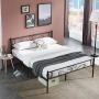 VECELO Bed Frame/Mattress Foundation with Vintage Headboard & Footboard, Easy Assembly, Queen, Black