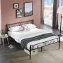VECELO Bed Frame/Mattress Foundation with Vintage Headboard & Footboard, Easy Assembly, Queen, Black
