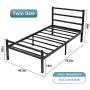 KINGSO Twin Bed Frames with Headboard, 14 Inch Metal Platform Bed Frame with Storage, Heavy Duty Steel Slat and Anti-Slip Support, Easy Quick Lock Assembly, No Box Spring Needed - Twin KINGSO Twin Bed Frames with Headboard, 14 Inch Metal Platform Bed Frame with Storage, Heavy Duty Steel Slat and Anti-Slip Support, Easy Quick Lock Assembly, No Box Spring Needed - Twin