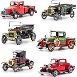 Fascinations Metal Earth 3D Metal Model Kits Ford Set of 6 - 1908 Model T Dark Green - 1910 Model T - 1931 Model A - 1932 Coupe - 1937 Pickup - 1925 Model T Runabout