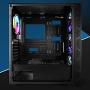 GIM MB8 ATX Case, Mid-Tower PC Gaming Chassis, Compact Computer Case with Tempered Glass Panel, 4 RGB Fans Pre-Installed, Water-Cooling Ready, Cable Management System - Black
