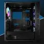 GIM MB8 ATX Case, Mid-Tower PC Gaming Chassis, Compact Computer Case with Tempered Glass Panel, 4 RGB Fans Pre-Installed, Water-Cooling Ready, Cable Management System - Black