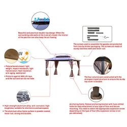 YOLENY 10x13 Outdoor Polycarbonate Double Roof Hardtop Gazebo Canopy Curtains Aluminum Frame with Netting for Garden,Patio