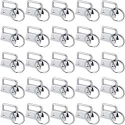 40 Pieces Key Fob Hardware Key Chain Fob Wristlet Hardware with Key Ring for Lanyard (1 Inch)