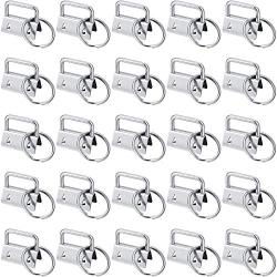 40 Pieces Key Fob Hardware Key Chain Fob Wristlet Hardware with Key Ring for Lanyard (1 Inch)