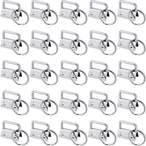 40 Pieces Key Fob Hardware Key Chain Fob Wristlet Hardware with Key Ring for Lanyard (1 Inch)