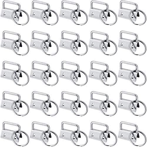 40 Pieces Key Fob Hardware Key Chain Fob Wristlet Hardware with Key Ring for Lanyard (1 Inch)