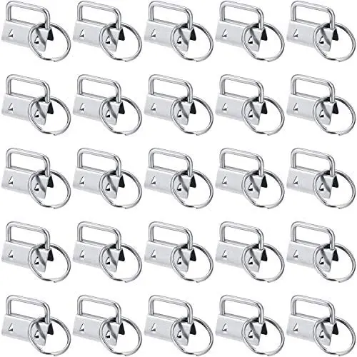 40 Pieces Key Fob Hardware Key Chain Fob Wristlet Hardware with Key Ring for Lanyard (1 Inch)