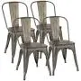 Furmax Metal Dining Chair Indoor-Outdoor Use Stackable Chic Dining Bistro Cafe Side Metal Chairs Set of 4(Gun) Furmax Metal Dining Chair Indoor-Outdoor Use Stackable Chic Dining Bistro Cafe Side Metal Chairs Set of 4(Gun)