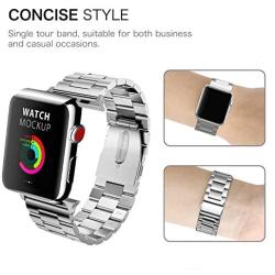 Fintie Band Compatible with Apple Watch 44mm 42mm Series 6/5/4/3/2/1/SE, Premium Stainless Steel Metal Replacement Wrist Strap Bracelet Compatible with All Versions 44mm 42mm Apple Watch, Silver