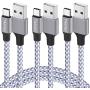 USB Type C Cable 3A Fast Charging, TAKAGI (3-Pack 6Feet) USB-A to USB-C Nylon Braided Data Sync Transfer Cord Compatible with Galaxy S10 S10E S9 S8 S20 Plus, Note 10 9 8 and Other USB C Charger