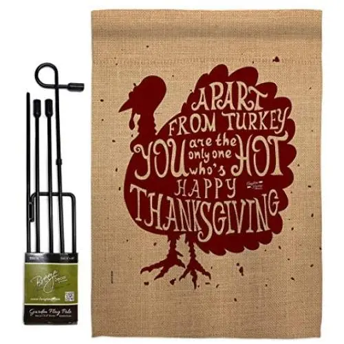 Angeleno Heritage GS137118-P3 A Part from Turkey Fall Thanksgiving Impressions Decorative Vertical 13'' x 18.5'' Garden Flag Set Metal Pole Hardware