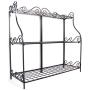 Plant Flower Stand Plant Display Freestanding Metal Scrollwork Design Foldable 3-Tier Plant Stand Home Storage Organizer Display Stand Rack Book Shelf