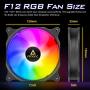 Antec 120mm Case Fan, RGB Case Fans, PC Fan, 4-PIN RGB, F12 Series