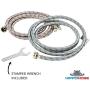 Washing Machine Hoses (4FT) - Universal Fit - (2 Pack) 90 Degree Braided Stainless Steel Water Supply Line - Burst Proof - Includes Wrench for Easy Installation