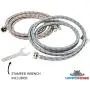 Washing Machine Hoses (4FT) - Universal Fit - (2 Pack) 90 Degree Braided Stainless Steel Water Supply Line - Burst Proof - Includes Wrench for Easy Installation