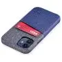 Dockem Wallet Case for iPhone 12 Mini: Built-in Metal Plate for Magnetic Mounting & 1 Credit Card Holder Slot: 5.4'' Luxe M2, Canvas Style Synthetic Leather (Blue and Grey)