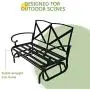 Incbruce Outdoor Indoor Furniture 5Pcs of 6 Seats Patio Conversation Set (Swing Glider, Loveseat, Coffee Table, 2 Lounge Chairs) Swing Glider Chair and Steel Frame Chair Sets, Peacock Blue Cushions Incbruce Outdoor Indoor Furniture 5Pcs of 6 Seats Patio Conversation Set (Swing Glider, Loveseat, Coffee Table, 2 Lounge Chairs) Swing Glider Chair and Steel Frame Chair Sets, Peacock Blue Cushions