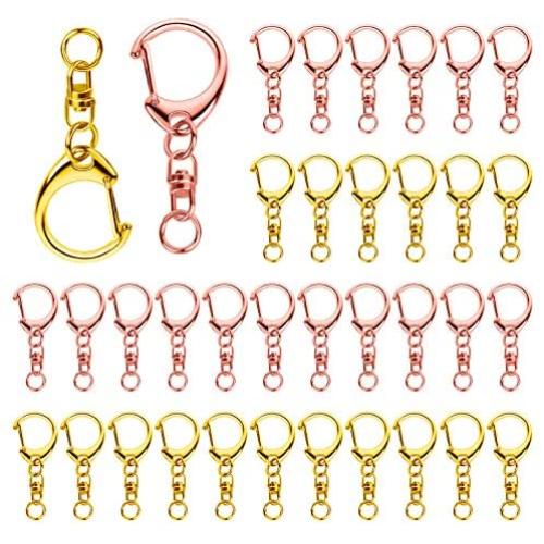 Roctee 70 Pcs Key Chain Rings for Crafts, D Snap Clip Key Ring with Chain DIY, Alloy Metal Keychain Parts with Hook and Jump Ring (Rose Gold+Gold) Roctee 70 Pcs Key Chain Rings for Crafts, D Snap Clip Key Ring with Chain DIY, Alloy Metal Keychain Parts with Hook and Jump Ring (Rose Gold+Gold)