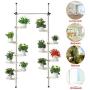 Indoor Plant Storage, FOME Metal Spring Double Pole Stand Corner Flower Display Rack Plant Storage Shelf Hanging Plant Stand Planter Rack Indoor with 12 Trays 2 Hooks 1 Telescopic Rod