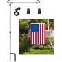 Garden Flag Stand, Premium Garden Flag Pole Holder Metal Powder-Coated Weather-Proof Paint with one Tiger Clip and two Spring Stoppers without flag