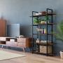 Homfa Bookshelf, 5-Tier Industrial Bookcase, Open Storage Display Shelves Organizer, Accent Furniture with Wood Grain Shelves and Metal Frame for Home Office, 47L x 13W x 70H
