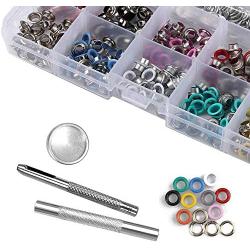 Yakamoz 300 Set 6mm 1/4 Inch Multi-Color Grommets Kit Metal Eyelets Set with Installation Tool for DIY Project Craft Clothes Shoes for Shoes Clothes