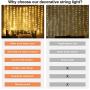LED Window Curtain Lights, Photo Backdrop Lights Twinkle String Lights with Remote Control for Wedding Party Bedroom Wall Christmas Decorations (Warm White, 6.5 x 5 ft)