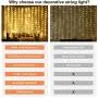 LED Window Curtain Lights, Photo Backdrop Lights Twinkle String Lights with Remote Control for Wedding Party Bedroom Wall Christmas Decorations (Warm White, 6.5 x 5 ft)