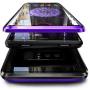 Jonwelsy Magnetic Adsorption Case for Samsung Galaxy S10, 360 Degree Front and Back Clear Tempered Glass Flip Cover, Metal Bumper Frame for Samsung Galaxy S10 (Purple)