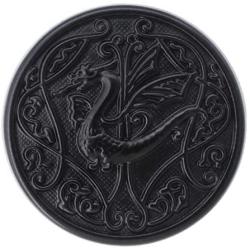 Bezelry 12 Pieces Celtic Flying Dragon Metal Shank Buttons. 25mm (1 inch) (Matte Black)