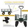 VIVOHOME Heavy Duty 1100 Lbs Capacity Mesh Steel Garden Cart Folding Utility Wagon with Removable Sides and 10 Inch Wheels (Green)