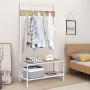 Tangkula 3 in 1 Industrial Hall Tree, Coat Rack Shoes Bench, Entryway Storage Organizer with 2-Tier Storage Bench and 5 Hooks, Wood Look Accent Furniture with Metal Frame (Natural)