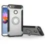 Orzero TPU + PC Hybrid Dual Layer Case Compatible for Huawei Honor 7X, Huawei Mate SE Full Body Heavy Duty Protection 360 Rotating Metal Ring (Adsorbed Iron Plate) (Huawei Honor 7X Not Included)-Grey