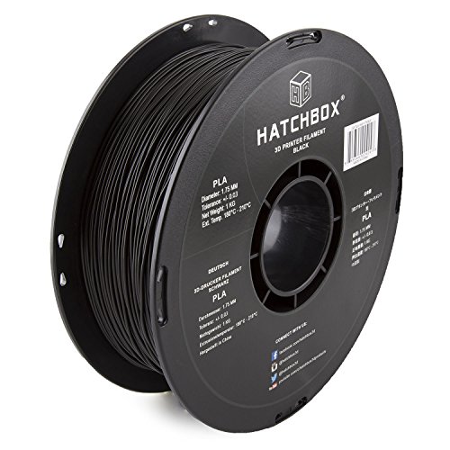 HATCHBOX PLA 3D Printer Filament, Dimensional Accuracy +/- 0.03 mm, 1 kg Spool, 1.75 mm, Black, Pack of 1