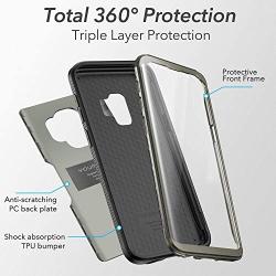 YOUMAKER Galaxy S9 Case,Metallic Gun with Built-in Screen Protector Heavy Duty Protection Shockproof Slim Fit Full Body Case Cover for Samsung Galaxy S9 5.8 inch - Gun Metal/Black