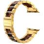 Wearlizer Tortoise Resin Compatible with Apple Watch Bands 38mm 40mm Womens Mens for iWatch Wristbands Gold Stainless Steel Replacement Classic Strap Sleek Bracelet Metal Buckle Series 5 4 3 2 1 Sport