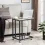 VASAGLE Industrial Side Table, End Table for Coffee Laptop Tablet, Mobile Table with Rolling Casters, Steel Frame, for Living Room, Bedroom, Light Ivory and Black ULNT050B02