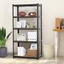 Yaheetech Black 5-Shelf Steel Shelving Unit Storage Rack Adjustable Garage Shelves Utility Rack Display for Home Office Garage 71in Height, 1 Pack