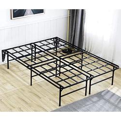 TATAGO 3000lbs Weight Capacity 16 inch Queen Size Heavy Duty Platform Bed Frame & 2 Set Headboard Bracket, Mattress Foundation, Non-Slip, No Noise & No Box Spring Needed