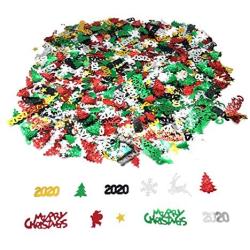 Medoore 3.5Ounce/4800 Pieces Christmas New Year Metallic Foil Confetti Sequins Table Confetti Bright Christmas and New Year Decoration Set