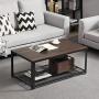 VASAGLE Coffee Table with Steel Frame and Mesh Storage Shelf, 41. 8 x 23. 7 x 17. 7 inches, Rustic Dark Brown